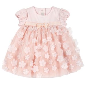 Abito CHICCO per cerimonia e battesimo color pesca con applicazioni