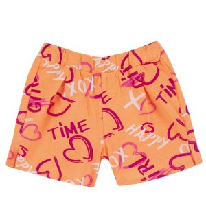 Pantaloncino CHICCO in cotone color arancio con fantasia a scritte e cuori