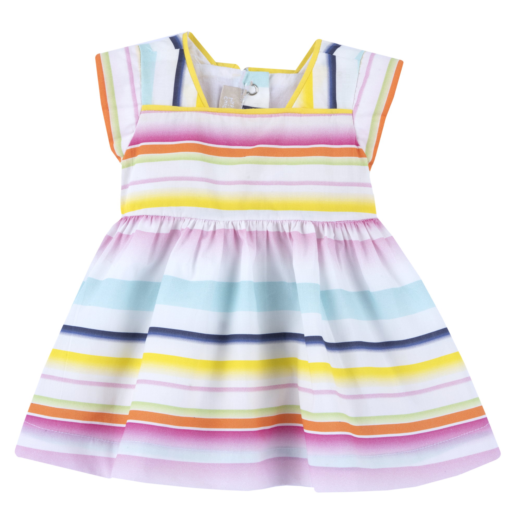Abito vestito in cotone CHICCO per neonata color bianco a righe multicolor - immagine 2