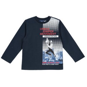 T-shirt manica lunga CHICCO, 100% cotone color blu, linea Happy Price