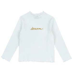 T-shirt lupetto CHICCO, in caldo cotone color panna motivo a costine