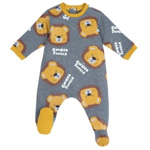 Tutina CHICCO in caldo cotone per neonato color grigio –  tema leoncini