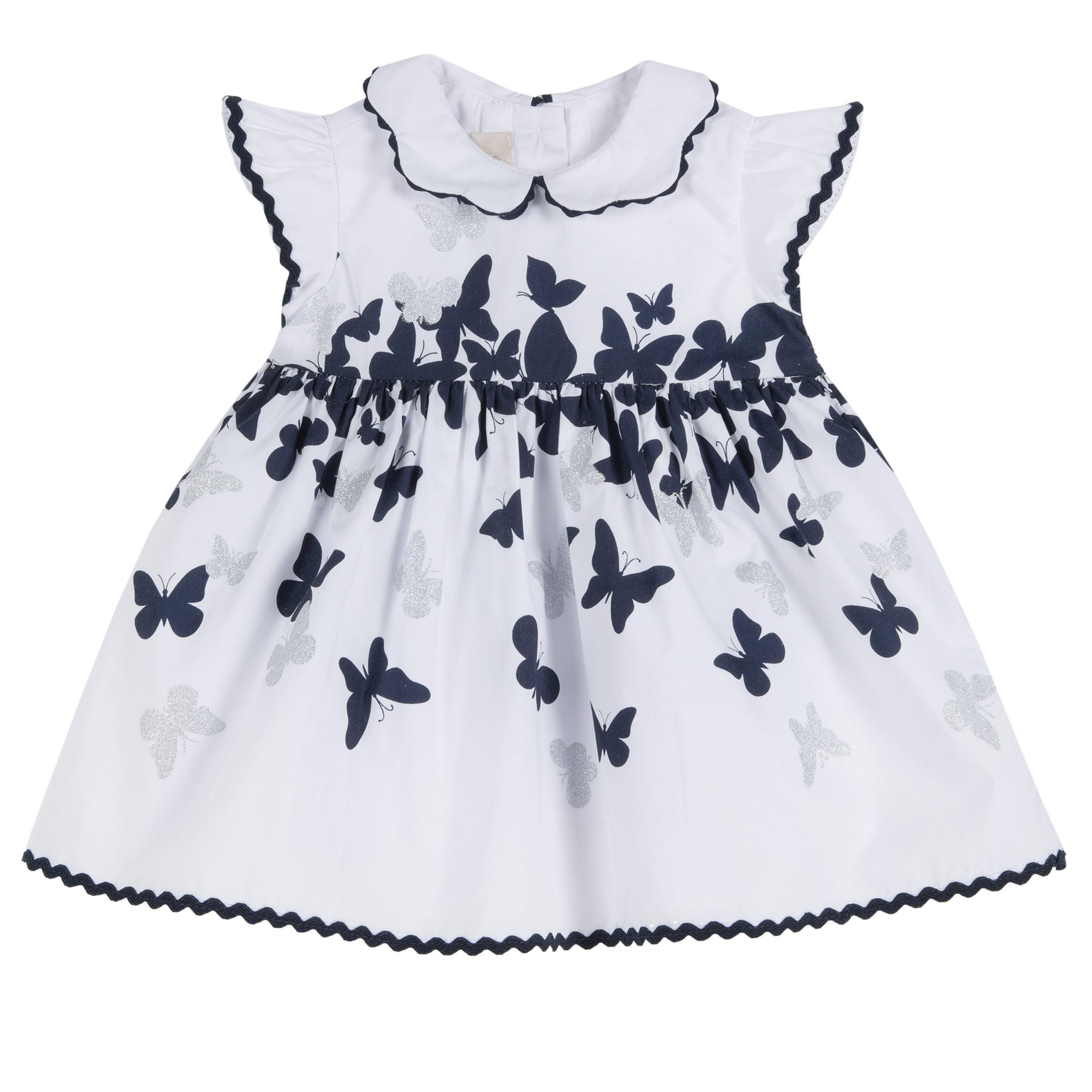 Abito CHICCO per neonata in cotone color bianco con farfalle blu - immagine 2