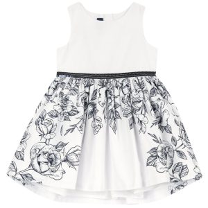 Abito vestito cerimonia CHICCO color bianco con design a rose blu