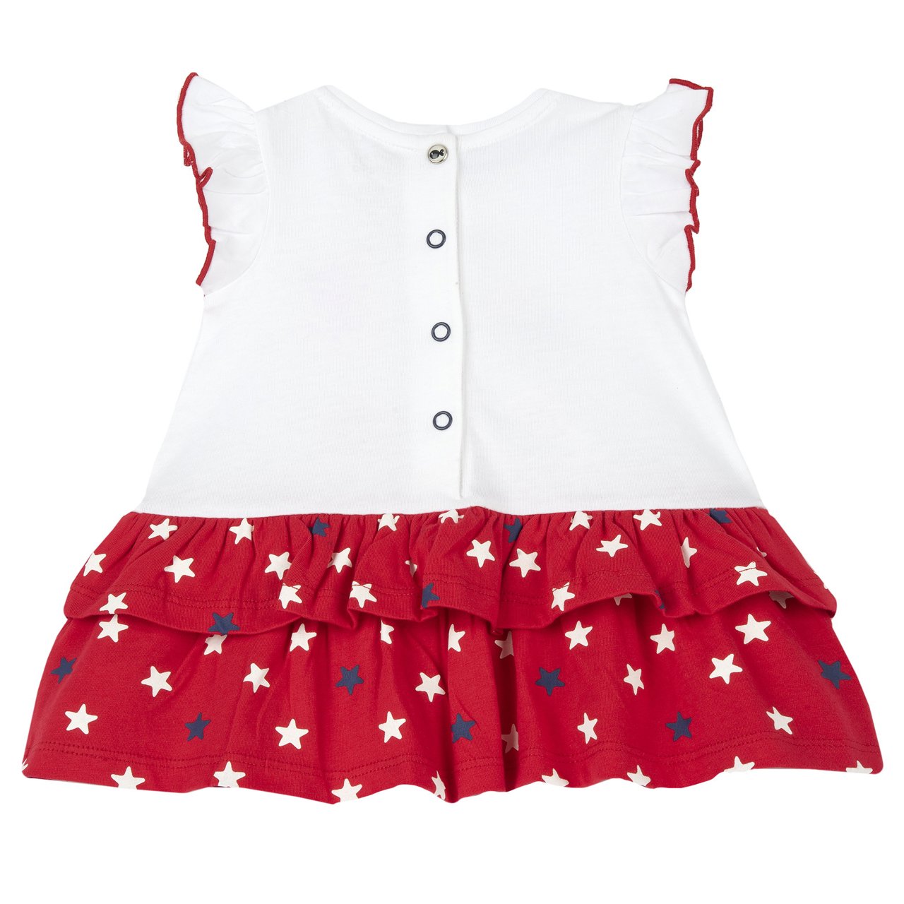 Abito CHICCO in cotone estivo per bambina tema mare color bianco e rosso - immagine 3