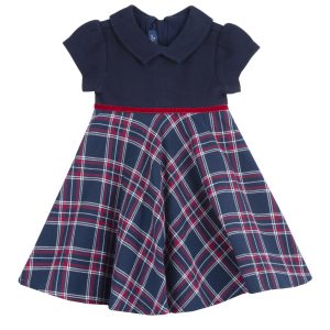 Abito invernale CHICCO per bambina in fantasia scozzese base blu – Natale