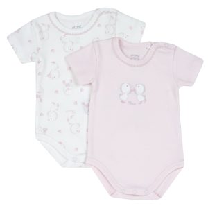 Set 2 body CHICCO mezza manica in caldo cotone. Disegno pulcino rosa