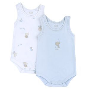 Set 2 body CHICCO spalla larga in cotone estivo. Disegno elefantino con palloncino