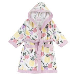 Accappatoio bimba CHICCO color bianco, dettagli rosa e frutta colorata