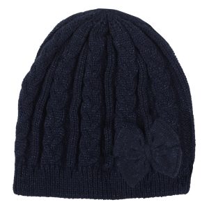 Cappellino CHICCO bambina modello cuffietta blu lurex con fiocco