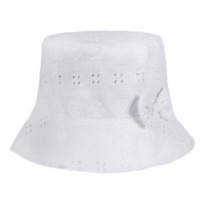 Cappellino CHICCO modello pescatora color bianco con pizzo sangallo