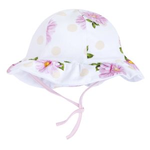 Cappellino CHICCO modello estivo color bianco con fiorellini rosa