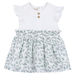 Abito CHICCO in cotone con design foglioline verdi