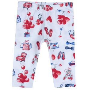 Legging CHICCO modello pinocchietto color bianco con fantasia rossa all over