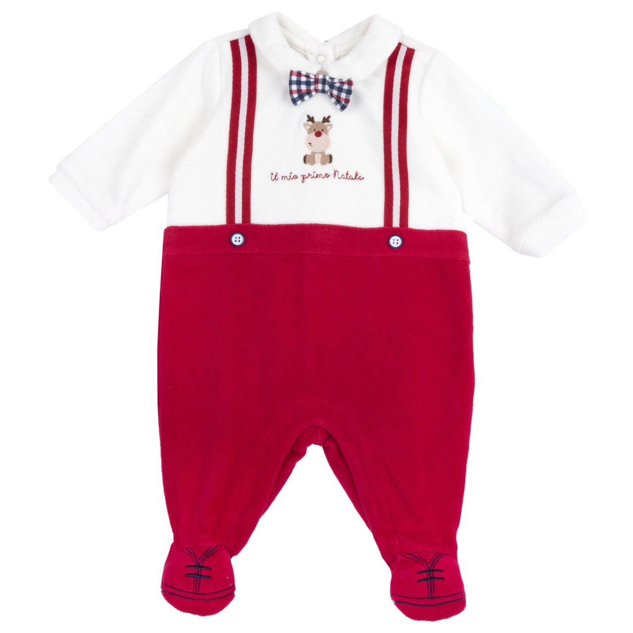 Tutina rosso CHICCO, Il mio Primo Natale con finte bretelle e papillon - immagine 2