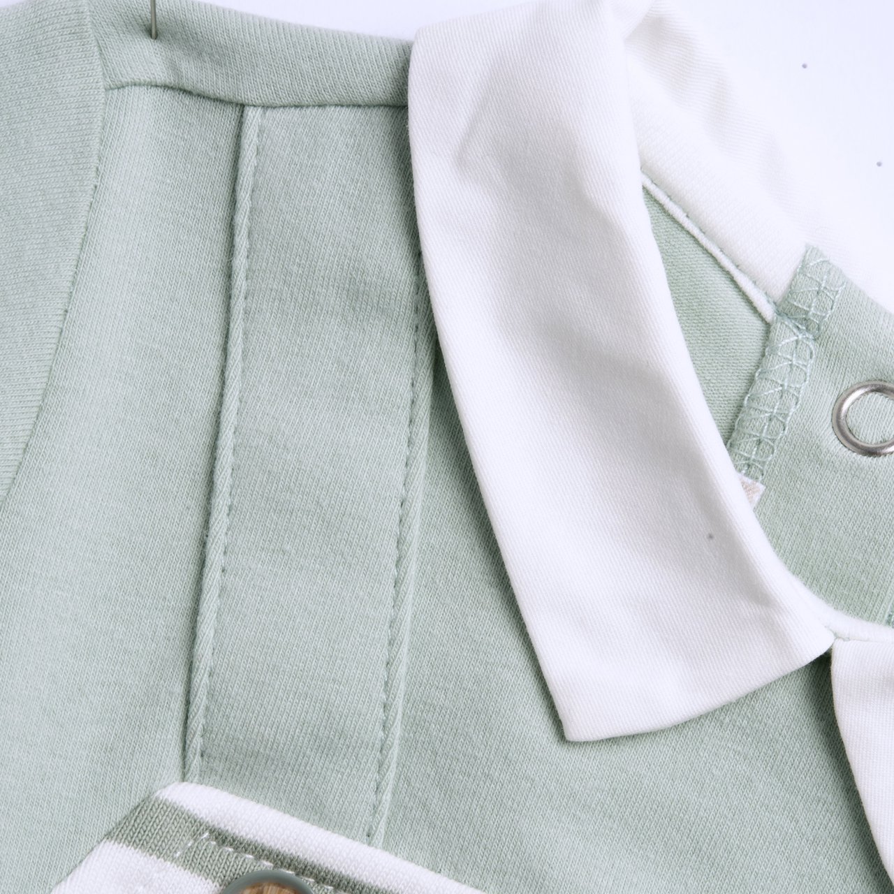 Tutina primaverile in cotone CHICCO per neonato linea pesciolino verde con finta salopette - immagine 5