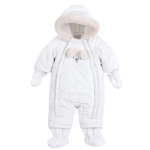 Cappotto piumina tutone imbottito CHICCO color avorio ricamo orsetto