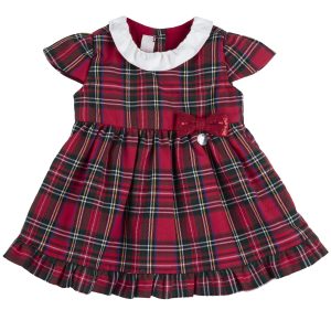 Abito CHICCO Natale  per bambina – fantasia scozzese sul rosso