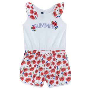 Tuta CHICCO in cotone estiva con pantaloncino tema papaveri rossi