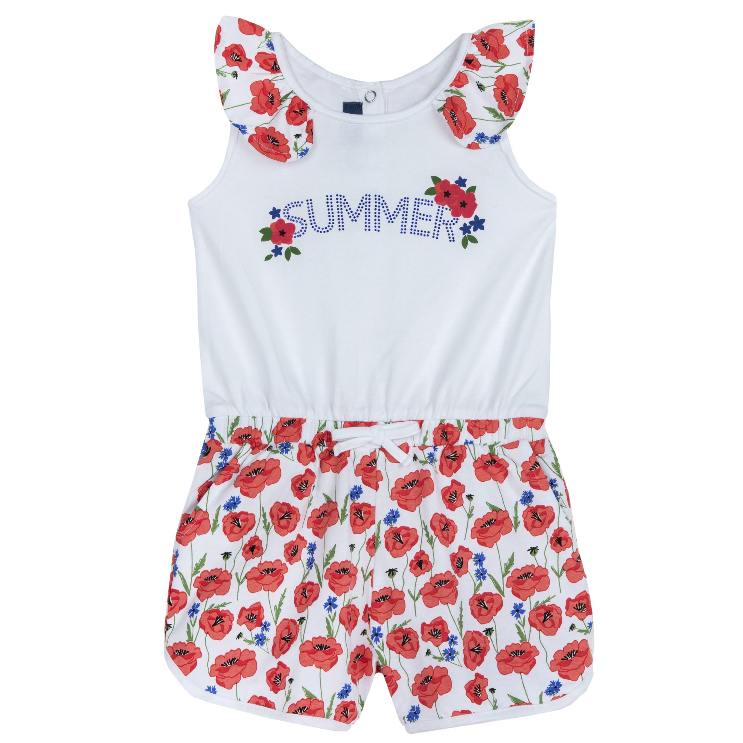 Tuta CHICCO in cotone estiva con pantaloncino tema papaveri rossi