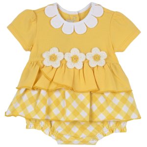 Pagliaccetto CHICCO per neonata in cotone color giallo tema margheritine
