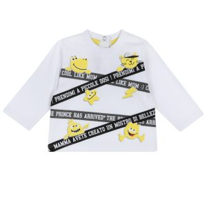 T-shirt CHICCO in manica lunga con mostriciattoli e animaletti gialli