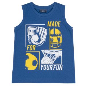 Canotta CHICCO color bluette con stampa centrale e dettagli gialli