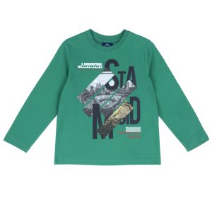 T-shirt manica lunga CHICCO, color verde brillante con stampa centrale