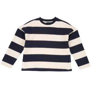 Felpina lunga CHICCO, in caldo cotone motivo a righe beige e blu