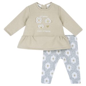 Completo invernale CHICCO per neonata in caldo cotone color oro e grigio