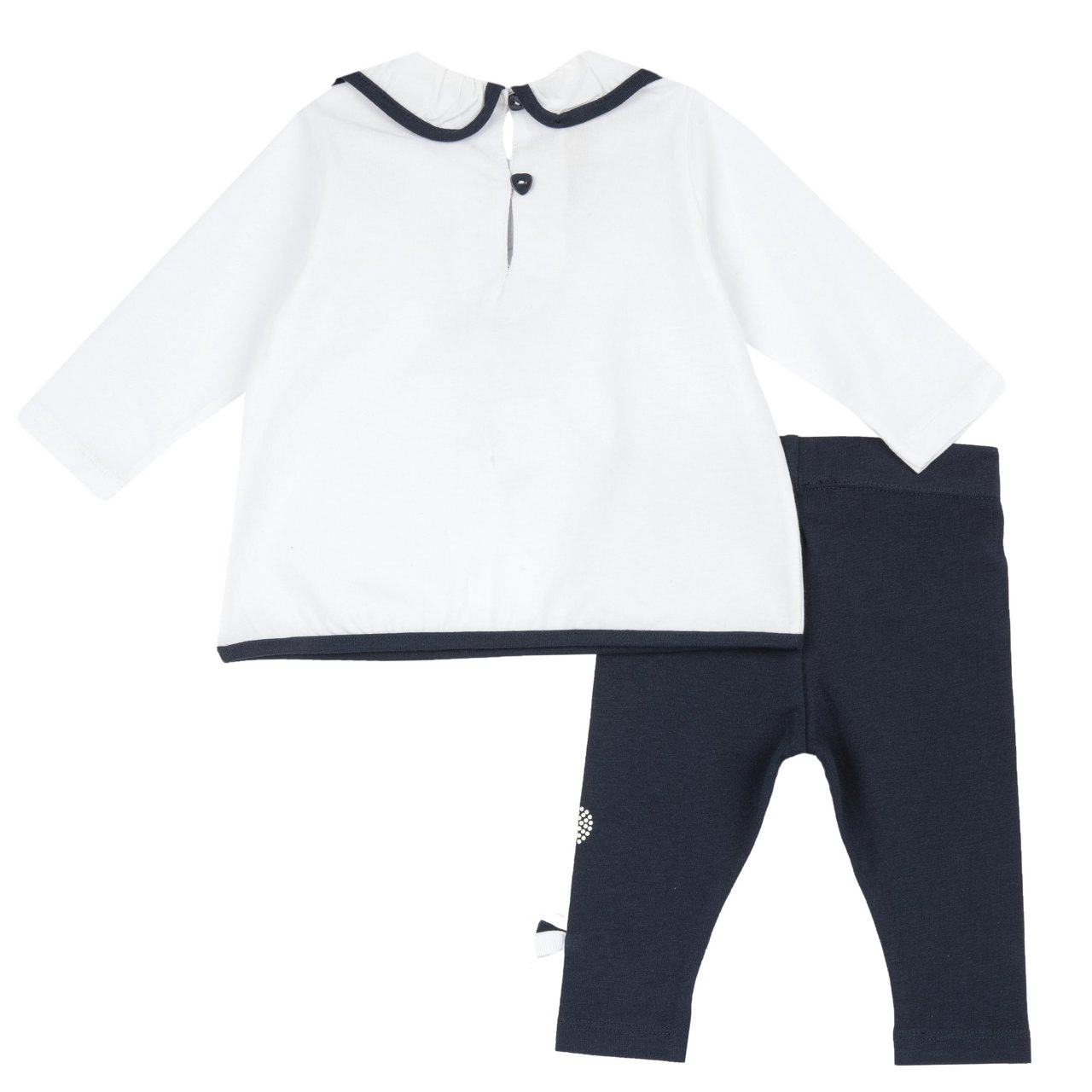 Completo CHICCO primaverile per neonata color bianco e blu con fiore blu centrale - immagine 3