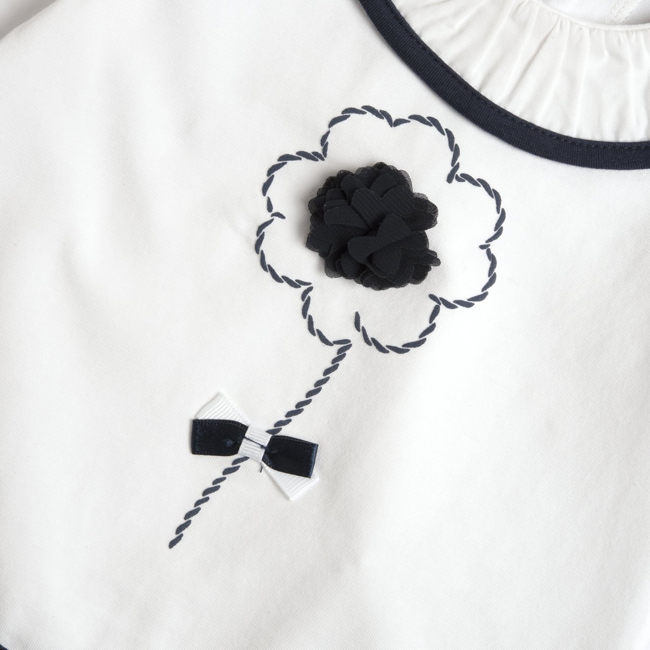 Completo CHICCO primaverile per neonata color bianco e blu con fiore blu centrale - immagine 4