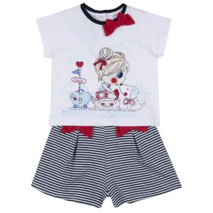Completo CHICCO in jersey di cotone con t-shirt e pantaloncino a righe