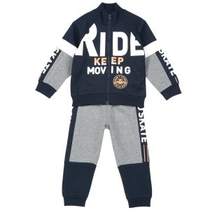 Tuta CHICCO invernale felpata manica lunga color nero e grigio con dettagli arancio fluo