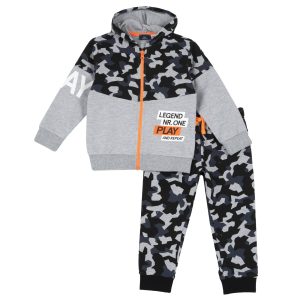 Tuta CHICCO manica lunga primaverile per bambino color grigio fantasia militare