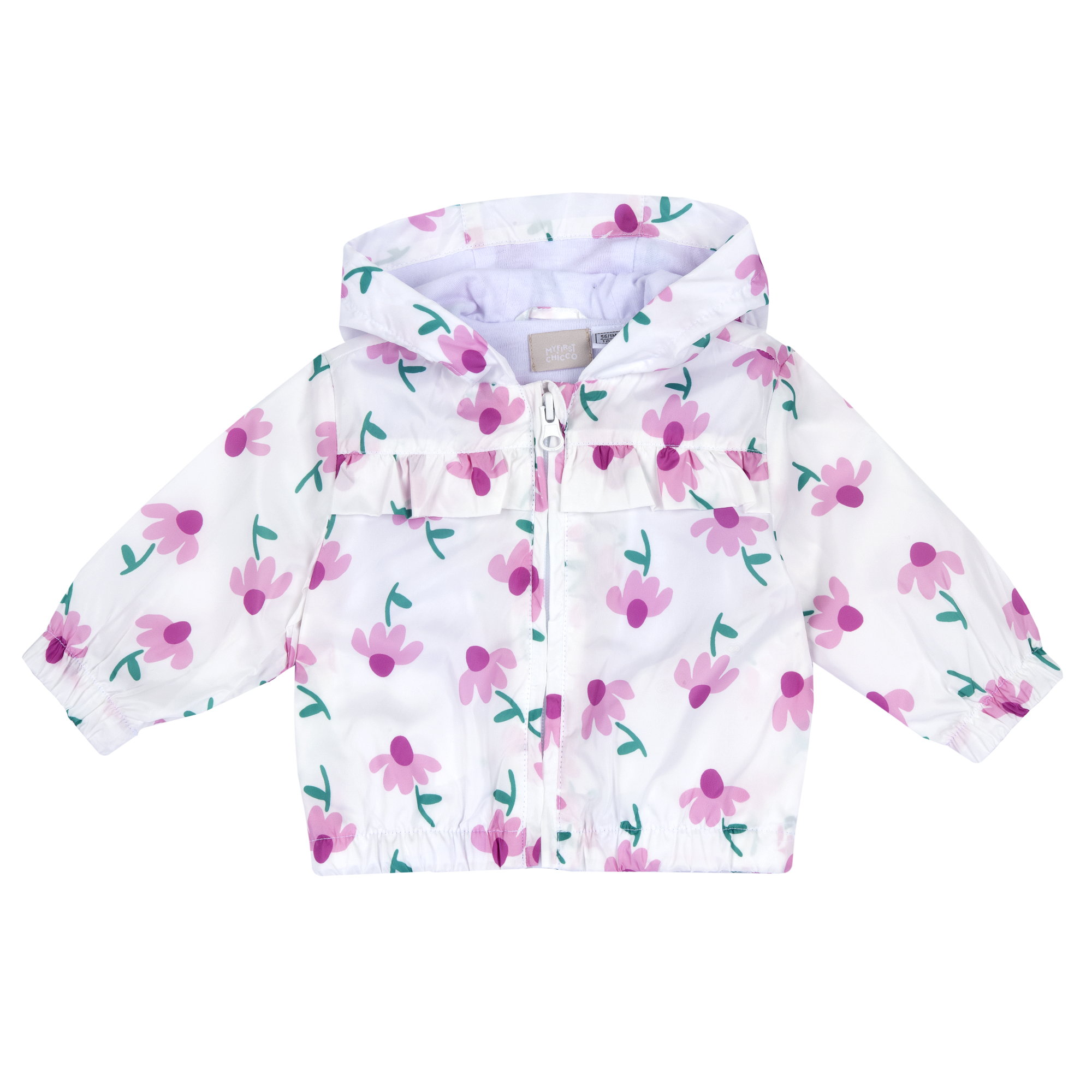 Cappellino CHICCO modello estivo color bianco con fiorellini rosa e reversibile a quadretti rosa e bianchi - immagine 3