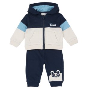 Completo  tuta CHICCO invernale color blu e beige con zip e cappuccio + pantalone