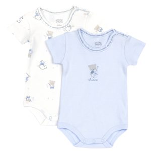 Set 2 body CHICCO mezza manica in cotone invernale. Disegno orsetti azzurri