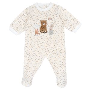 Tutina  CHICCO, manica lunga in morbida ciniglia, modello girocollo, design maculato con tigrottina