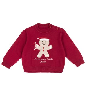 Maglione CHICCO invernale Natale con intarsio centrale omino di pan di zenzero