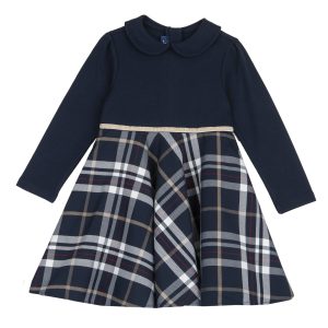 Abito in caldo cotone invernale CHICCO per bambina, color blu, fantasia scozzese