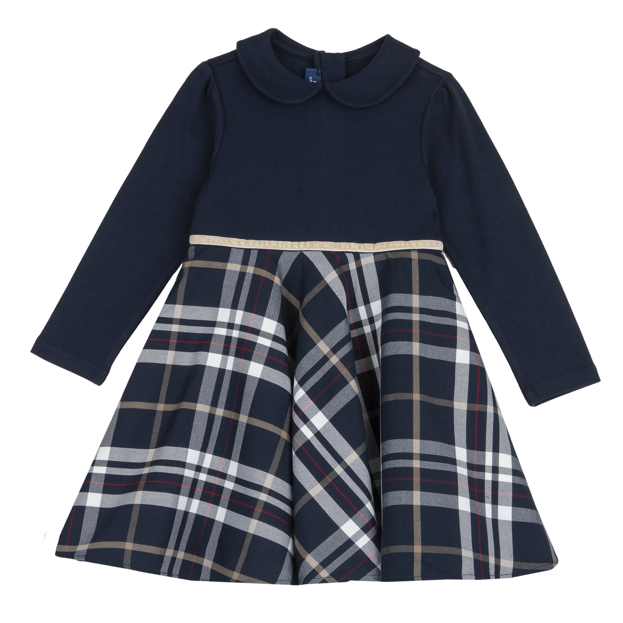 Abito in caldo cotone invernale CHICCO per bambina, color blu, fantasia scozzese