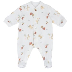 Tutina  CHICCO, manica lunga in cotone interloc, color avorio con stampa animaletti