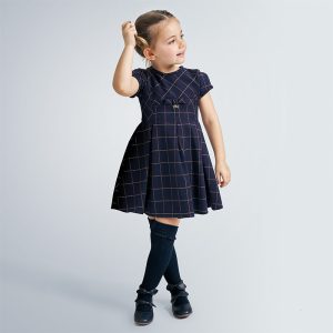 Abito MAYORAL  per bambina color blu con dettagli lurex oro