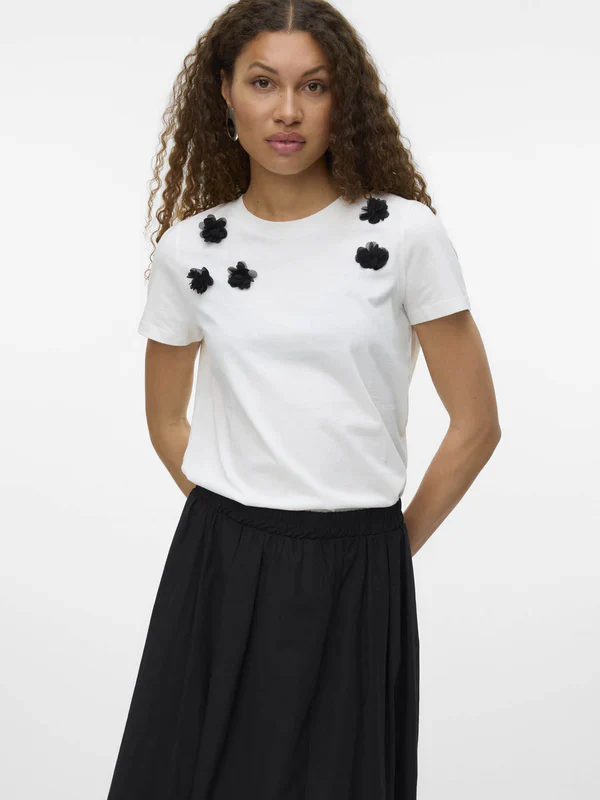 Vero Moda donna t-shirt Finette 10332819 SNOW WHITE