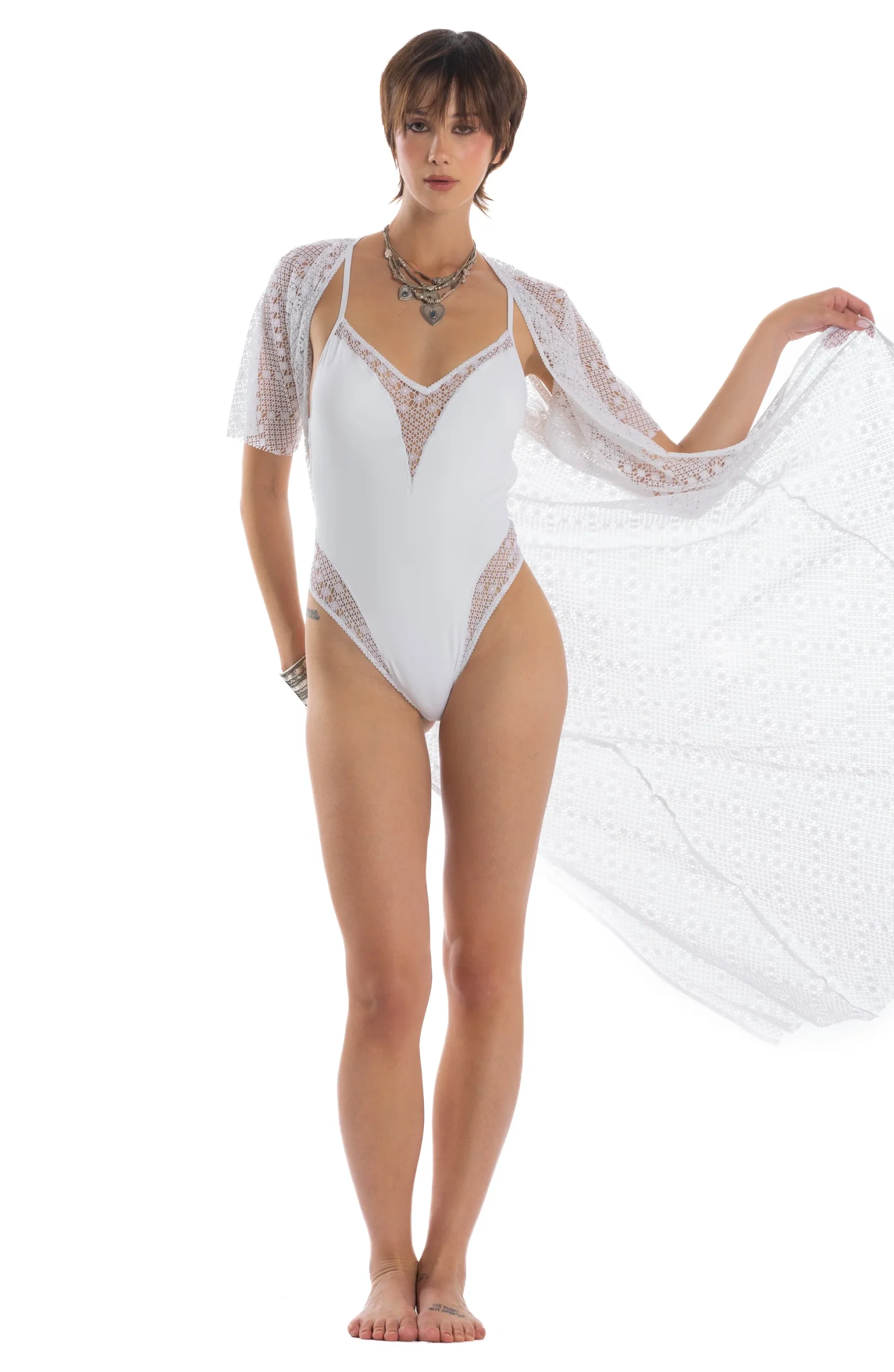 KIMONO Lungo Pizzo Poisson D'Amour - immagine 4