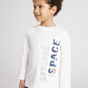 T-shirt MAYORAL in caldo cotone color panna scritta SPACE in 3D