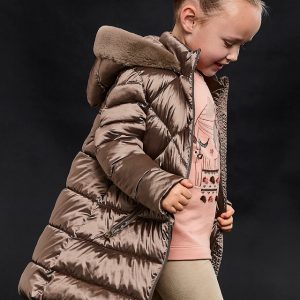 Cappotto piumino MAYORAL invernale per bambina color tortora con cappuccio