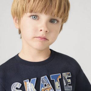 T-shirt MAYORAL per bambino color blu con stampa SKATE centrale in 3D
