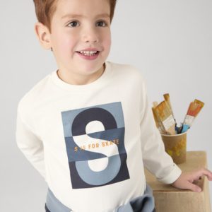 T-shirt MAYORAL per bambino color AVORIO con stampa centrale